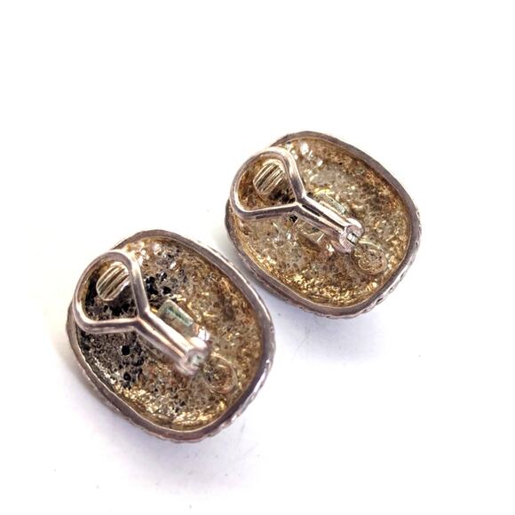 Vintage Premier Designs Gold Braided Rope Silver Textured Clip On Earrings - Picture 2 of 4
